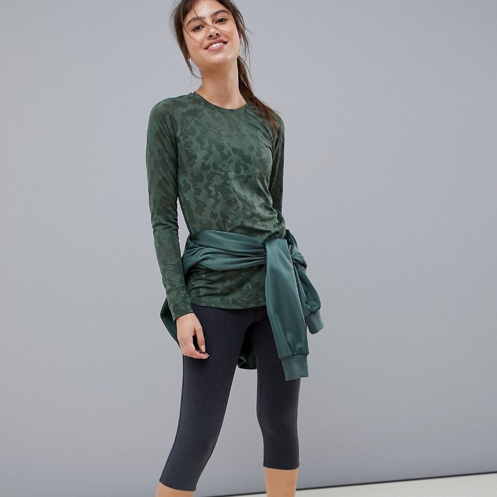 ASOS 4504 long sleeve top in sheer camo | size M